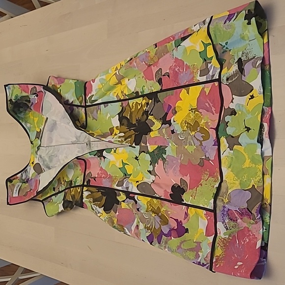 NWOT Calvin Klein Vibrant Floral Pattern Fitted Cotton Dress - Picture 9 of 12